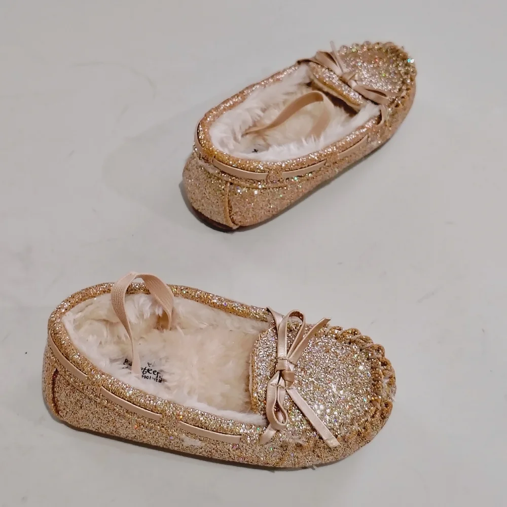 Self Esteem Kids Sparkle Moccasin Slippers - Rose Gold Size 8